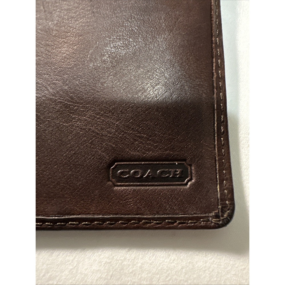RARE COACH Vintage Brown Leather Wallet Organizer Checkbook Coin Purse Gold Tone - Picture 13 of 16